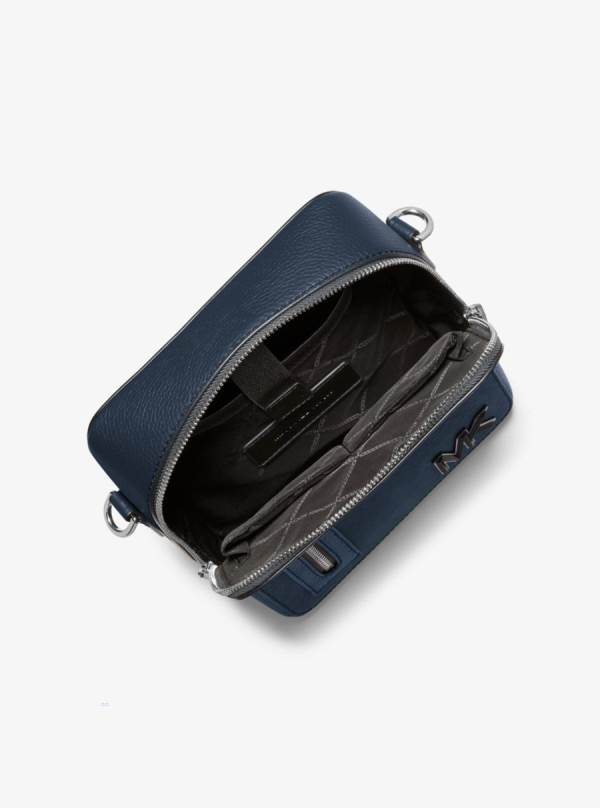 Panske Crossbody Kabelka Michael Kors Hudson Leather Flight Námornícka Modrá - Tasky Michael Kors Vypredaj | CKOEJ-4302